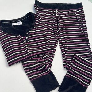 Victoria's Secret Black and Pink Striped Pajama Set